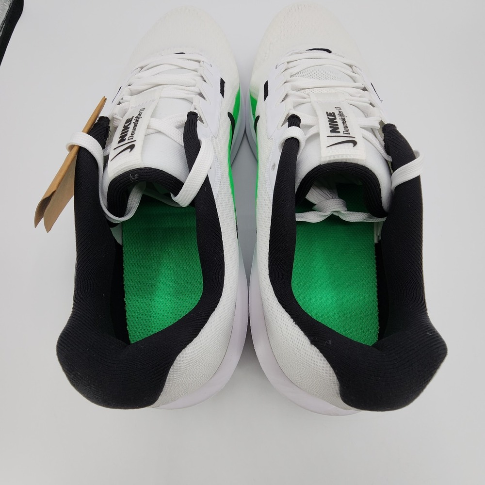 Nike Downshifter 13 Running Shoes Mens 10.5 White Green Shock Sneaker NEW in Box - Picture 6 of 10
